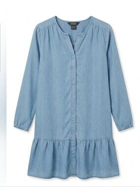 Buffalo David Bitton Light Chambray Blue Long Sleeve Denim Dress NWT Size Medium